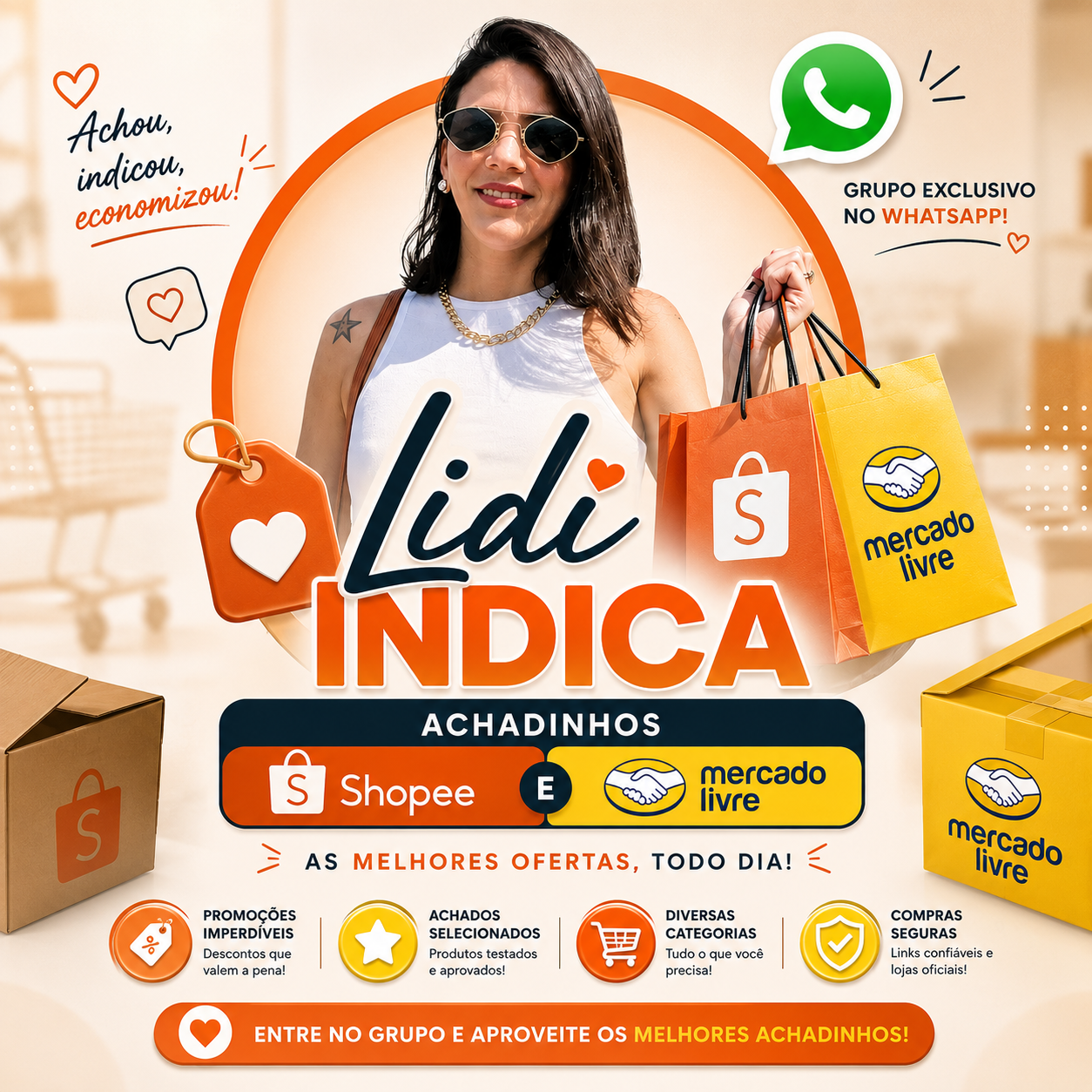 Banner promocional Lidi Indica com Shopee e Mercado Livre